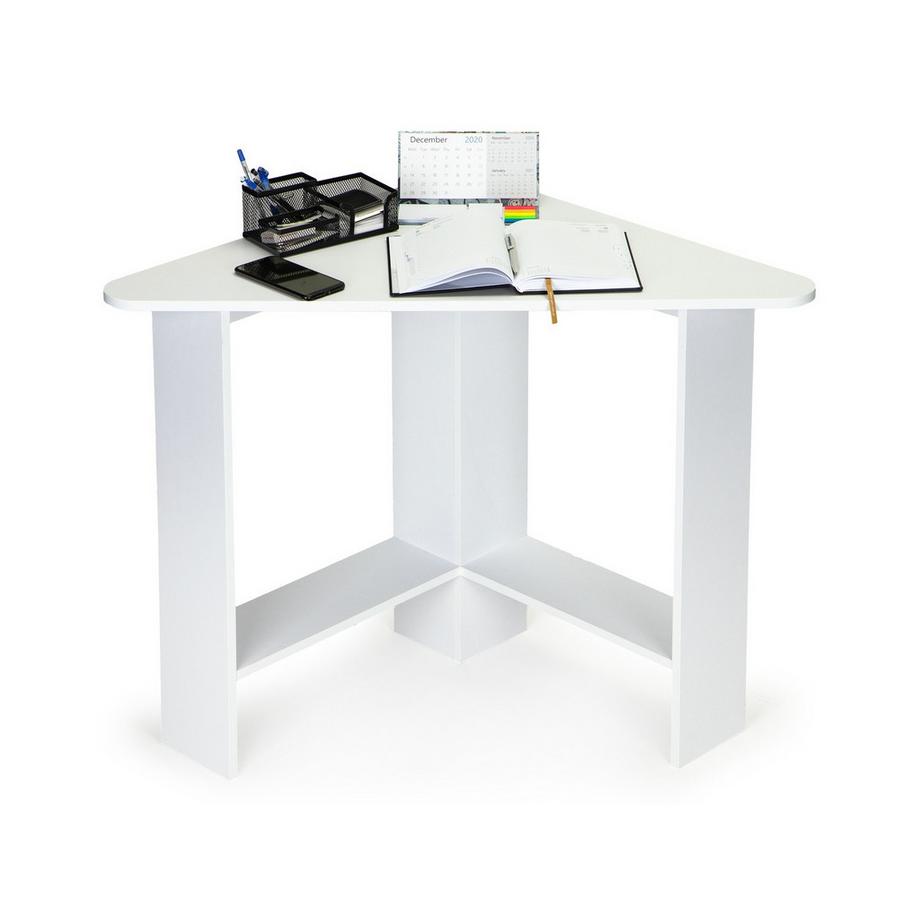 Bureau d'ordinateur d'angle blanc moderne