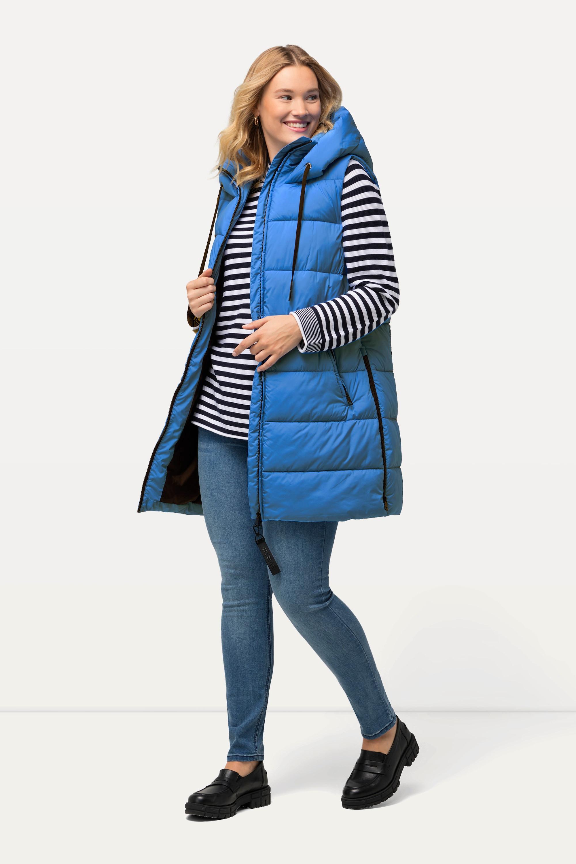 Ulla Popken  Gilet lungo, trapuntato e idrorepellente HYPRAR con zip a doppio cursore 