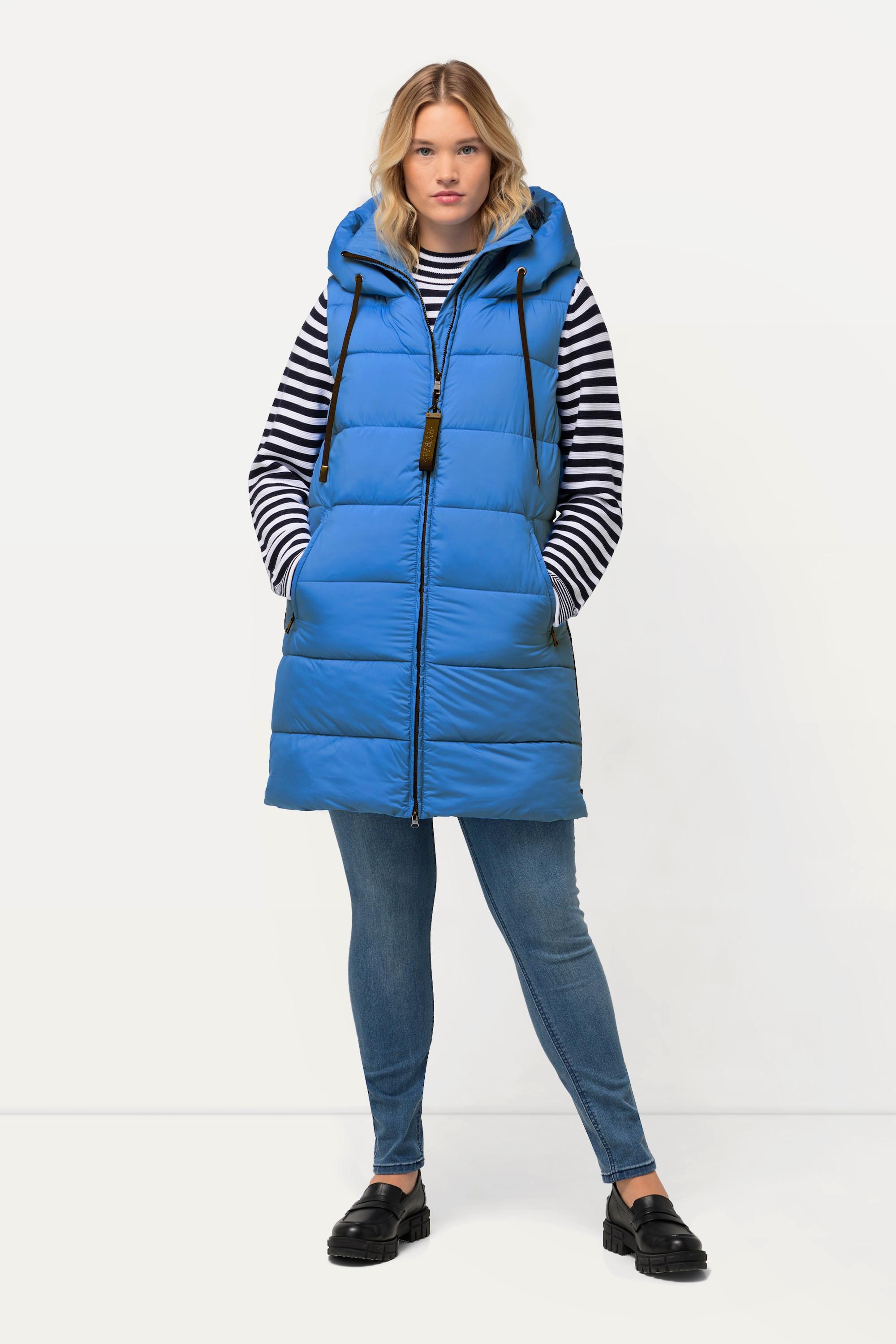 Ulla Popken  Gilet lungo, trapuntato e idrorepellente HYPRAR con zip a doppio cursore 