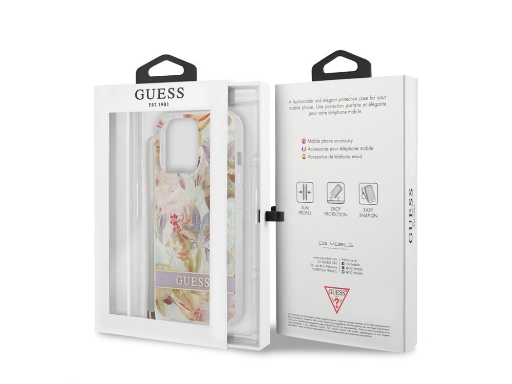 GUESS  Coque iPhone 13 Pro Flowers avec lanière 