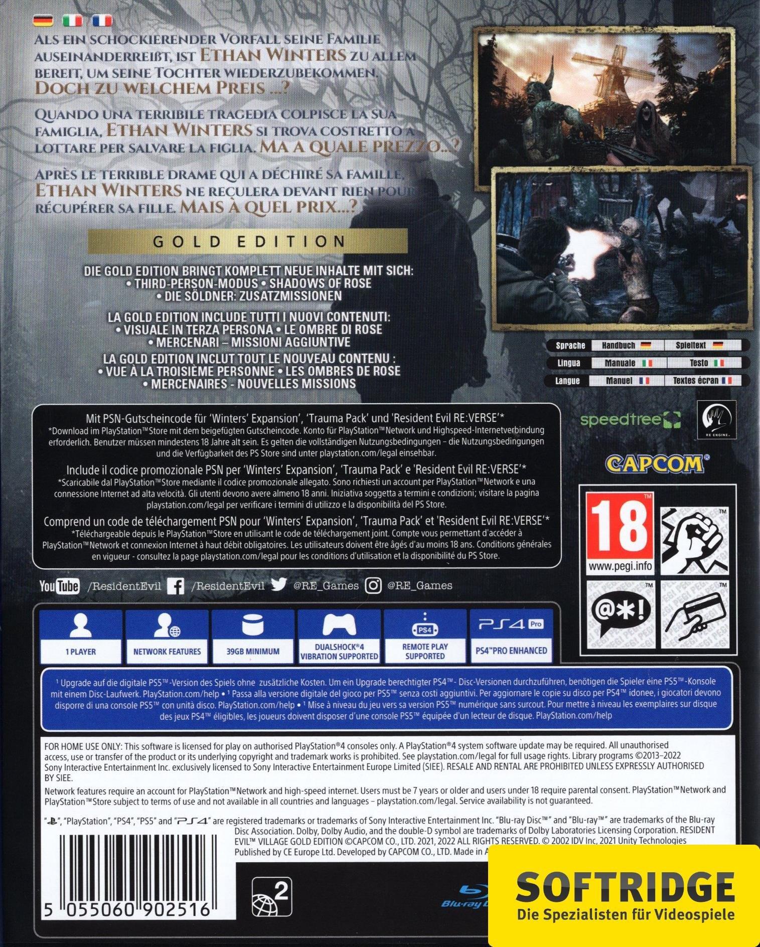 CAPCOM  Resident Evil 8 Village - Gold Edition (Free Upgrade to PS5) 