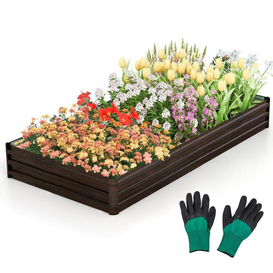 Northix Metall Hochbeet mit Verstärkter Halterung & Offener Basis Kräuterbeet 240 x 120 x 30 cm  