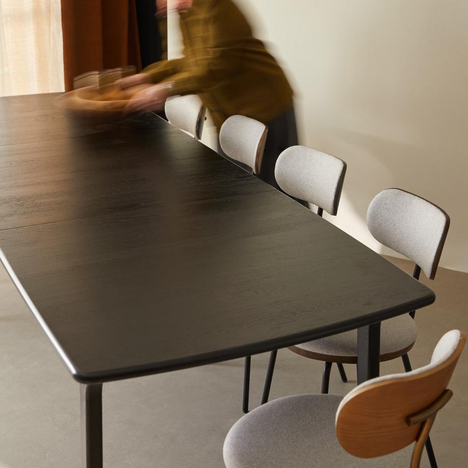 Tikamoon Ausziehtisch aus massiver Eiche black 6-12 Pers. Clara  