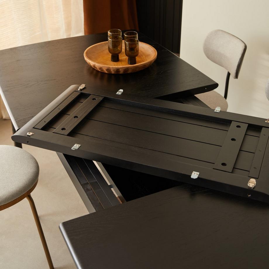 Tikamoon Ausziehtisch aus massiver Eiche black 6-12 Pers. Clara  