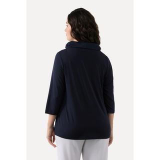 Ulla Popken  Blouse collection Classic, décolleté en V et manches 3/4, col en taffetas 