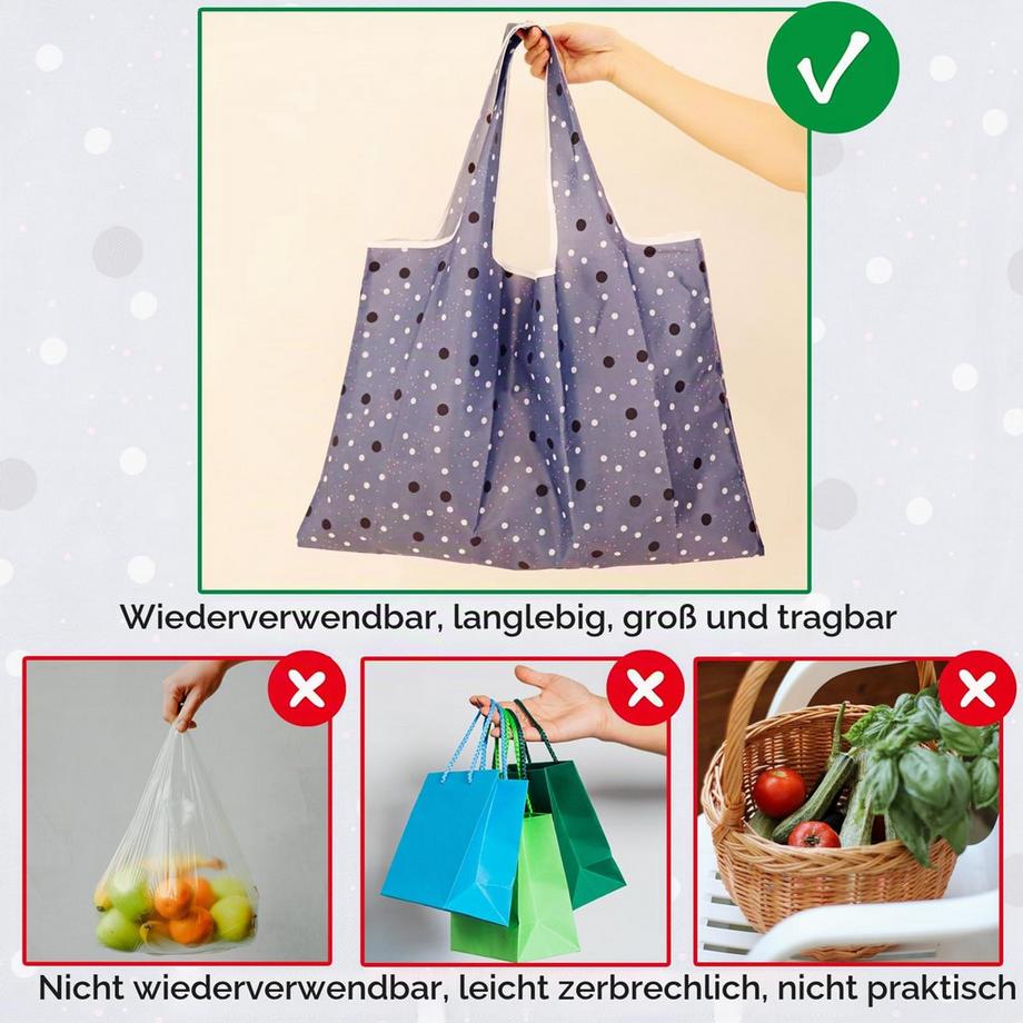 Only-bags.store Einkaufstasche Faltbare große, wiederverwendbare Einkaufstasche aus Stoff  