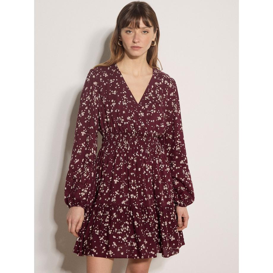 Mini-robe portefeuille à fleurs