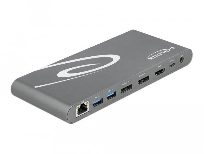 DeLock  87772 Notebook-Dockingstation & Portreplikator Kabelgebunden Thunderbolt 3 Grau 