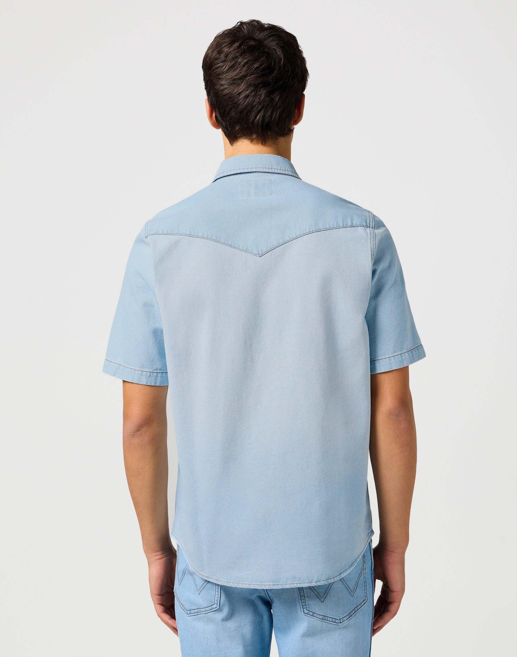 Wrangler Camicia Denim Western Maniche Corte  