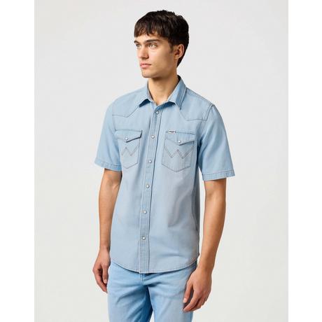 Wrangler Camicia Denim Western Maniche Corte  