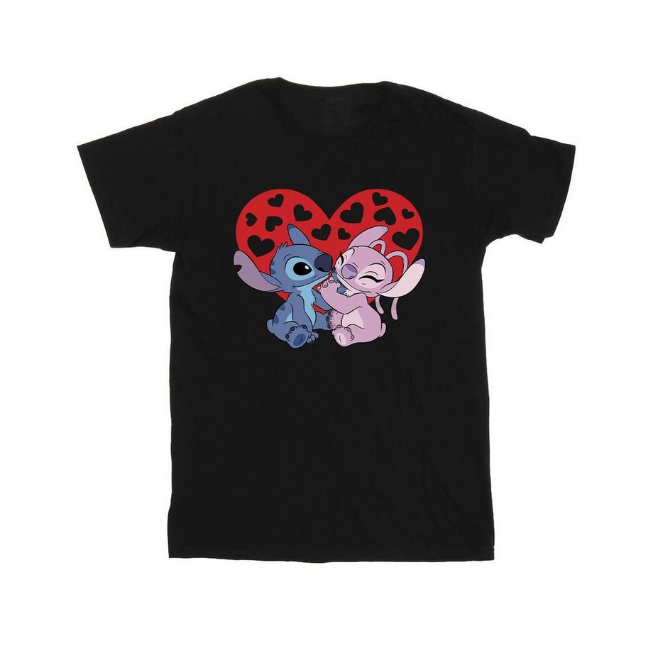 Disney T-shirt Stampa Cuore Stitch e Angel  
