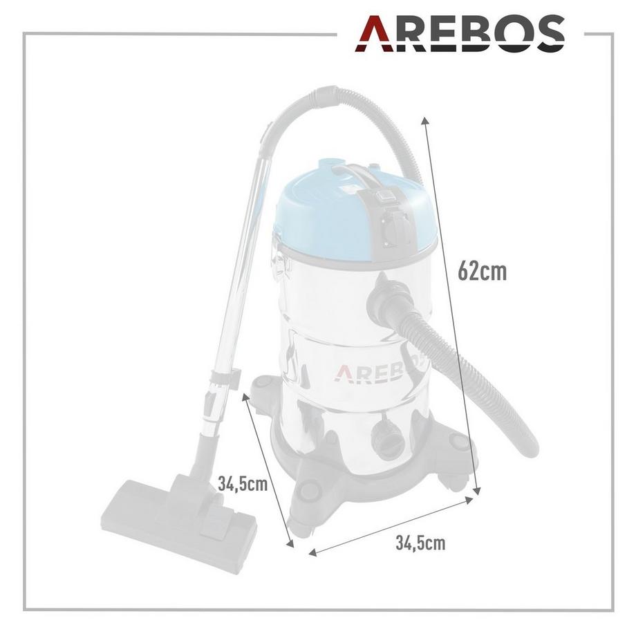 Arebos Industriestaubsauger 5IN1 Staubsauger Nass Trocken 1300 W 30 L  
