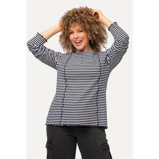 Ulla Popken  Maglia con righe, cuciture decorative, collo dolcevita e maniche lunghe 