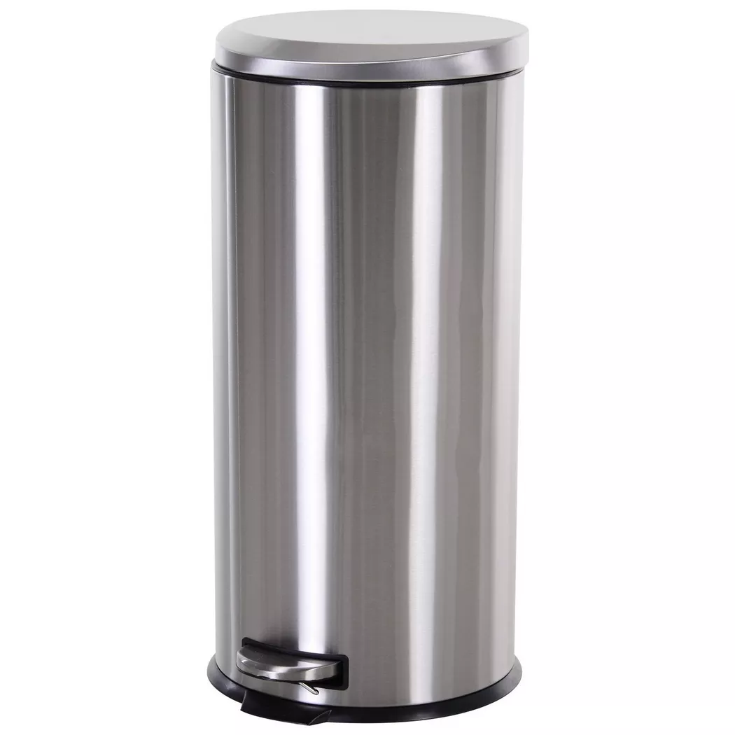 Northio – Treteimer 30L Abfalleimer Mit Inneneimer, Soft Schließen, Edelstahl, Silber, Ø29,2Xh62,5 Cm, 30 L