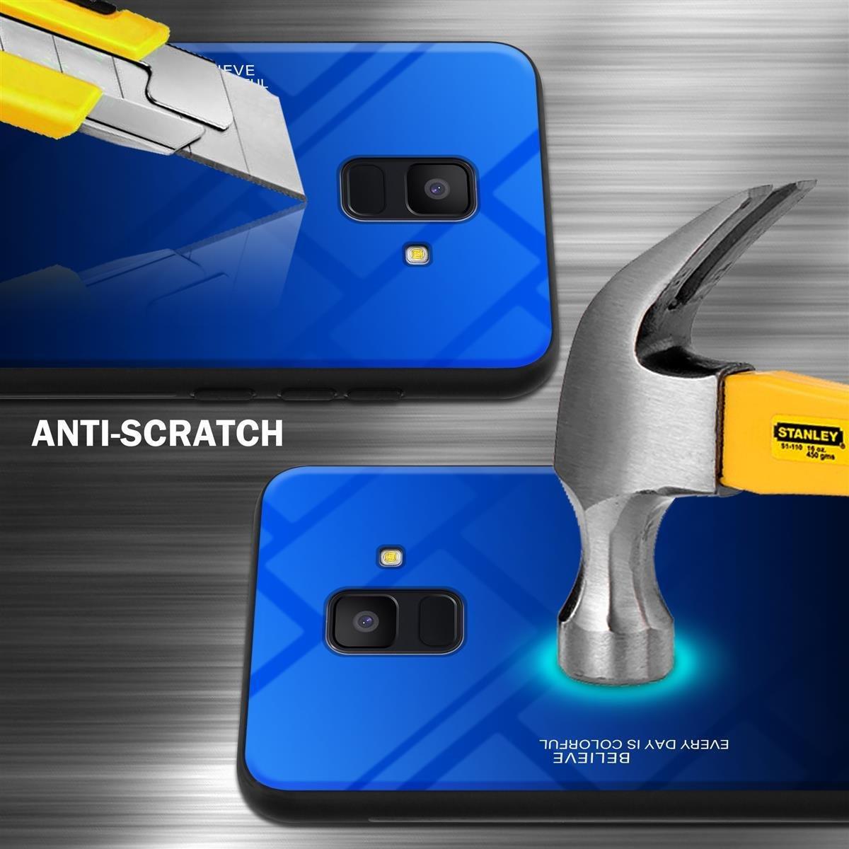 Cadorabo  Housse compatible avec Samsung Galaxy A6 2018 - Coque de protection bicolore en silicone TPU et dos en verre trempé 