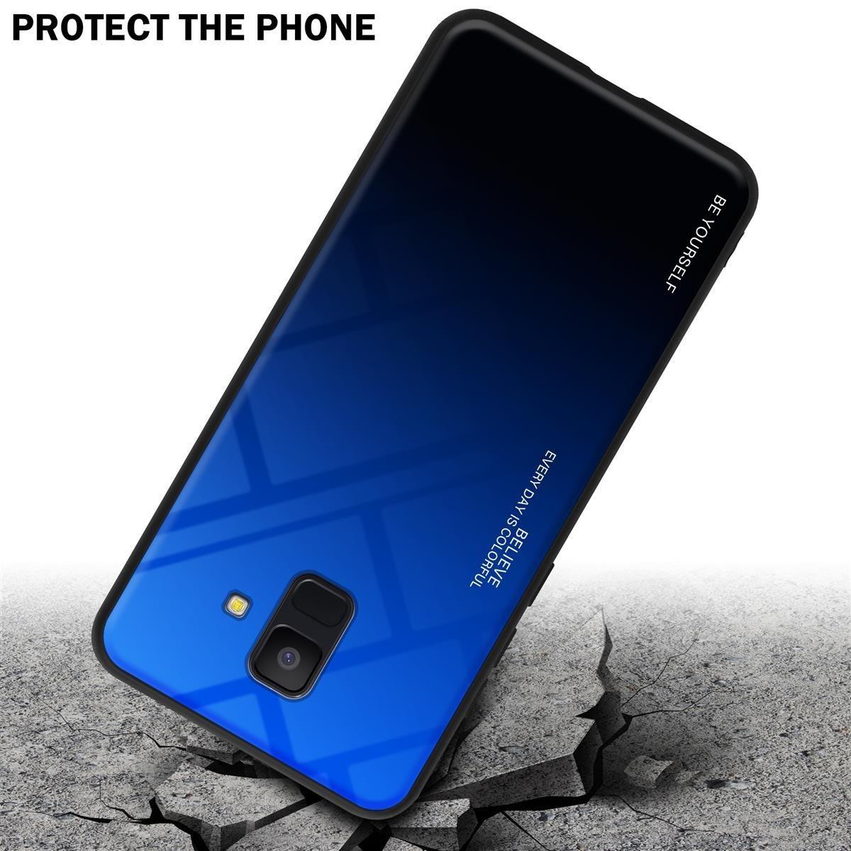 Cadorabo  Housse compatible avec Samsung Galaxy A6 2018 - Coque de protection bicolore en silicone TPU et dos en verre trempé 