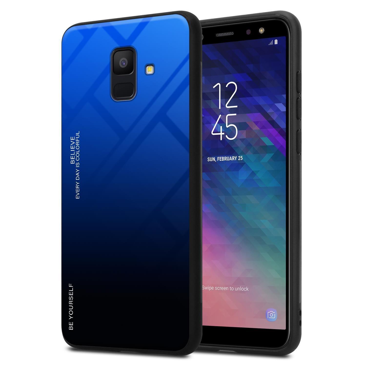 Cadorabo  Housse compatible avec Samsung Galaxy A6 2018 - Coque de protection bicolore en silicone TPU et dos en verre trempé 