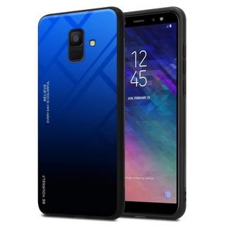 Cadorabo  Housse compatible avec Samsung Galaxy A6 2018 - Coque de protection bicolore en silicone TPU et dos en verre trempé 