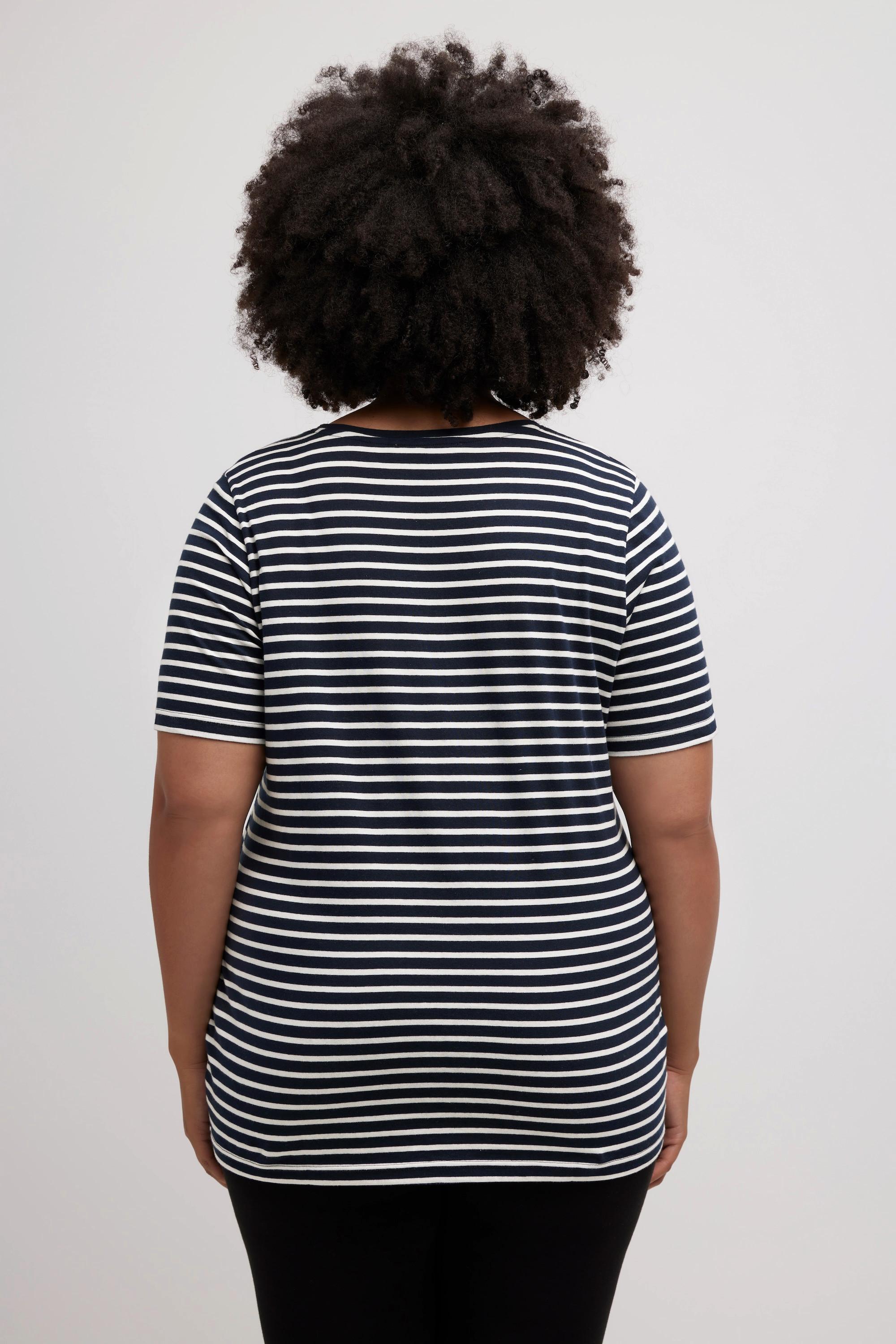 Ulla Popken Maglia pigiama a righe scollo rotondo mezze maniche  