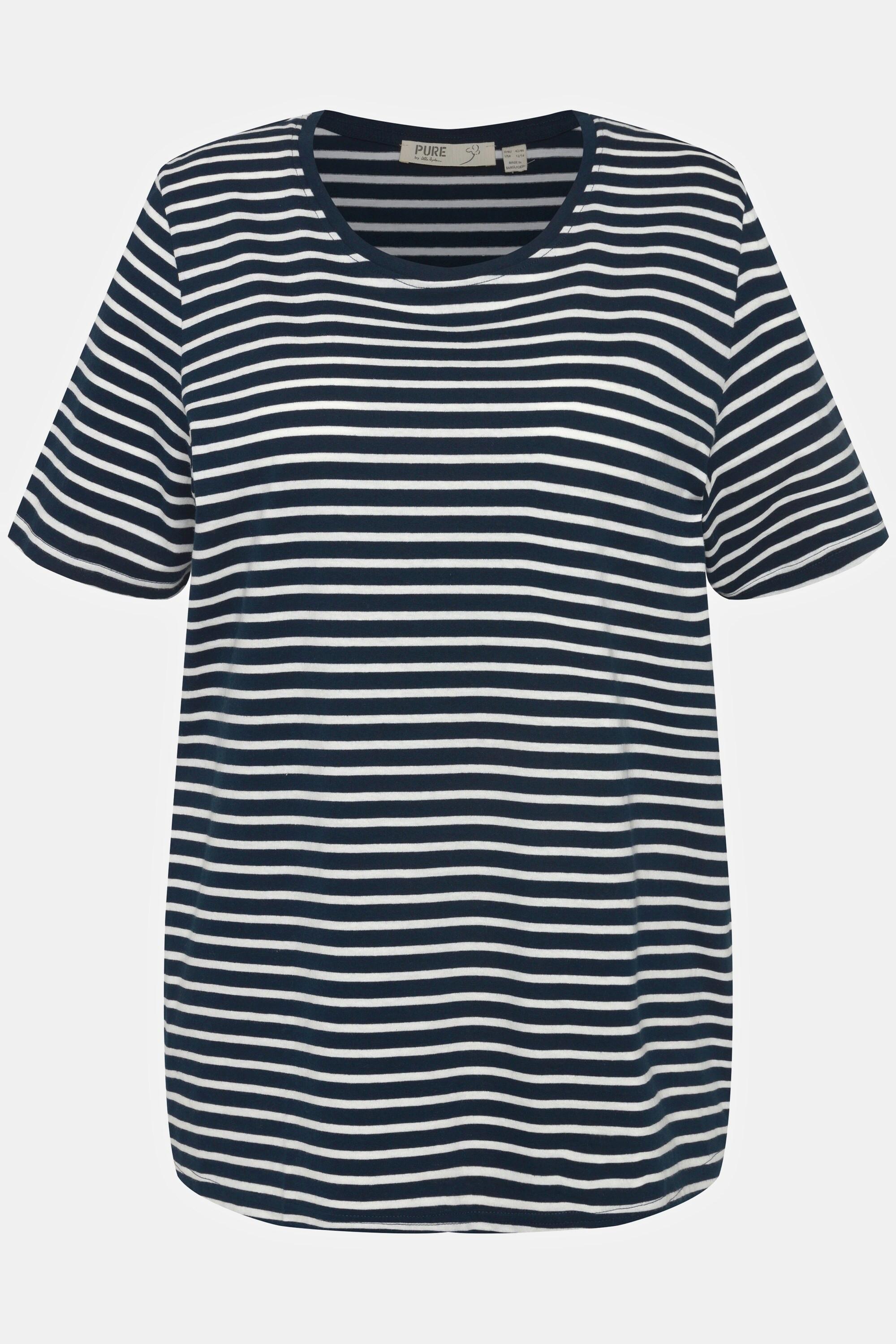 Ulla Popken Maglia pigiama a righe scollo rotondo mezze maniche  