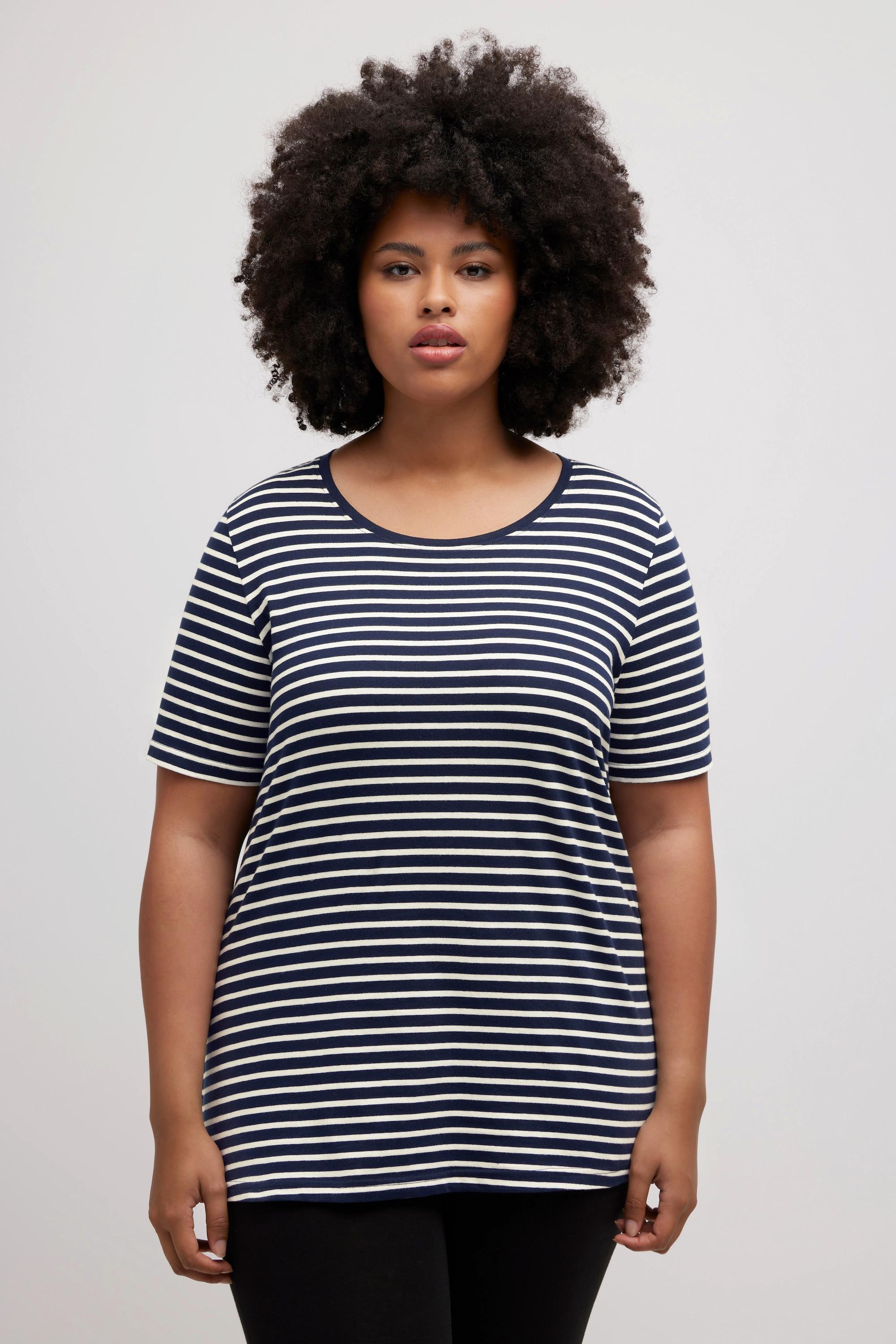 Ulla Popken Maglia pigiama a righe scollo rotondo mezze maniche  