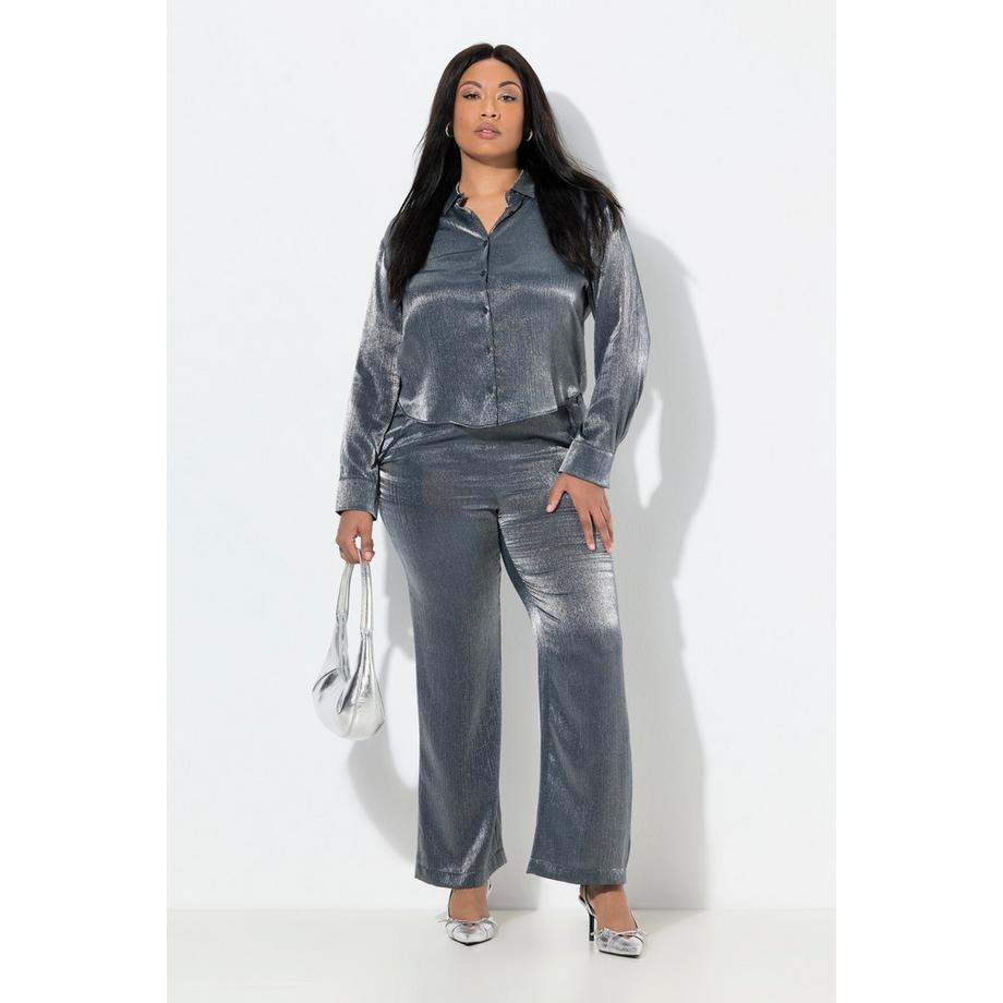 Ulla Popken Rose Metallic Schimmer Weites Bein Hose  