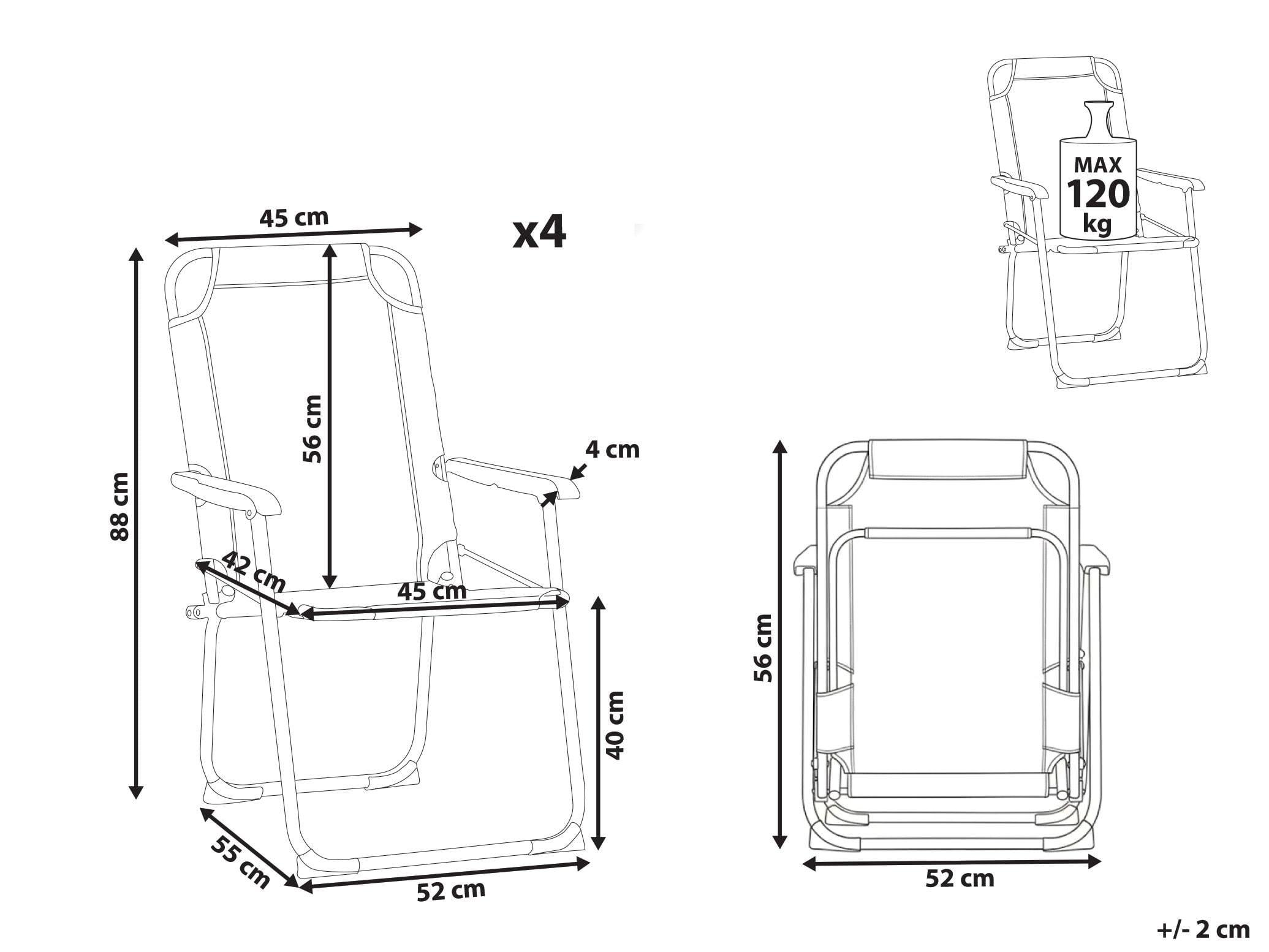 Beliani Gartenstuhl 4er Set aus Stahl Modern GALATSI  