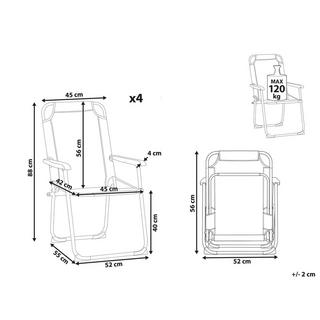 Beliani Gartenstuhl 4er Set aus Stahl Modern GALATSI  