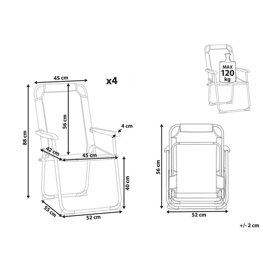Beliani Lot de 4 chaises de jardin en Acier  GALATSI  