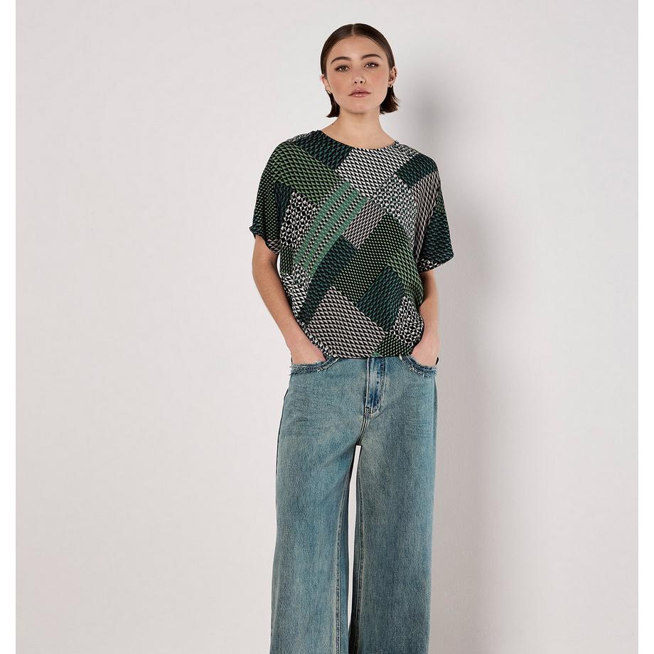 APRICOT T-shirt Patchwork Manches Courtes  