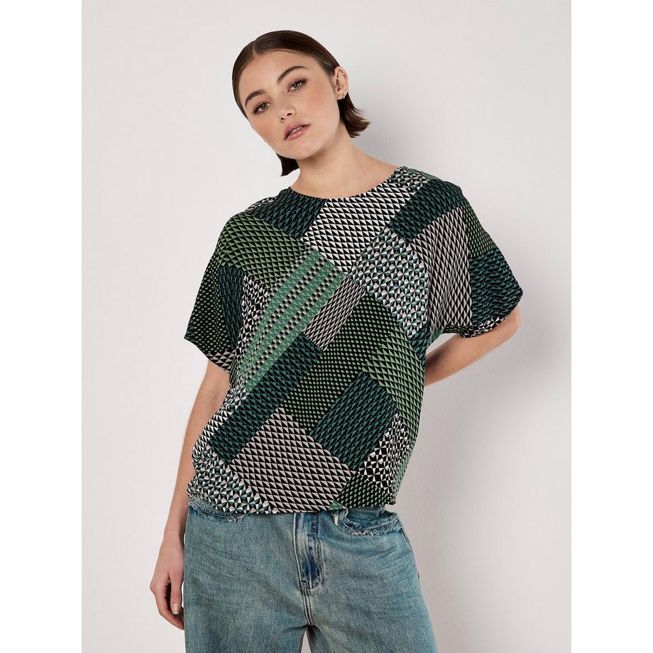 T-shirt texturé à patchwork géométrique