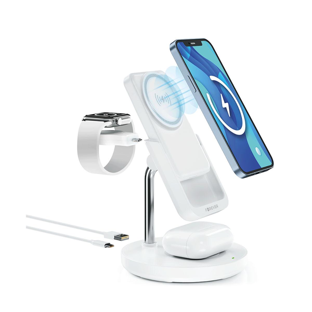 Forever  Stazione di ricarica wireless a induzione compatibile con MagSafe 15W 4-in-1 