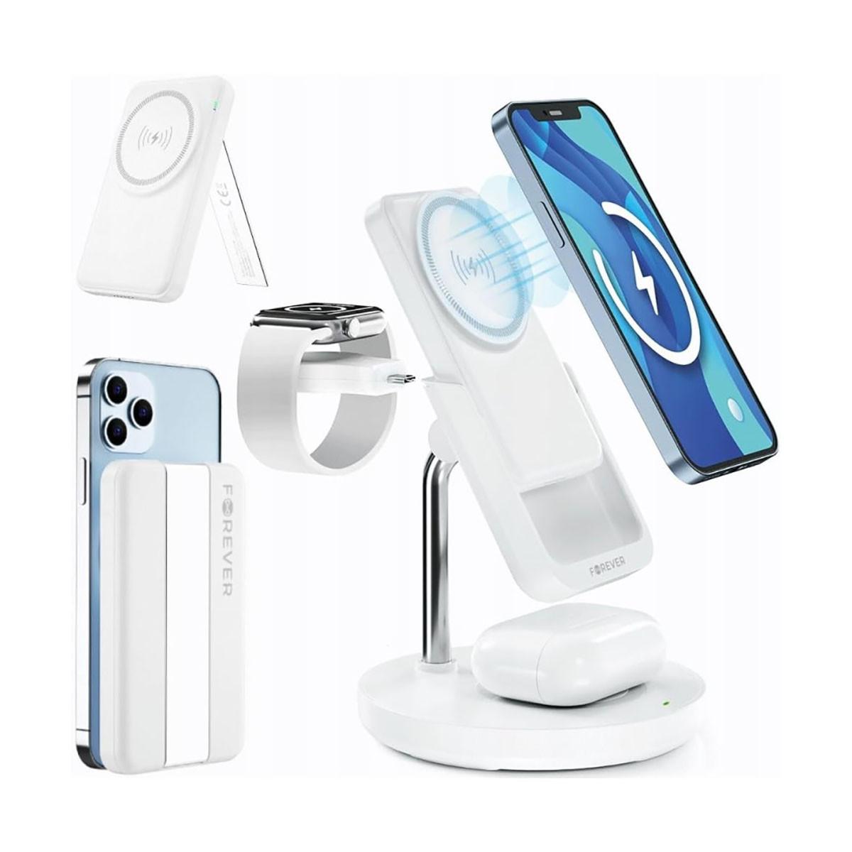 Forever  Stazione di ricarica wireless a induzione compatibile con MagSafe 15W 4-in-1 