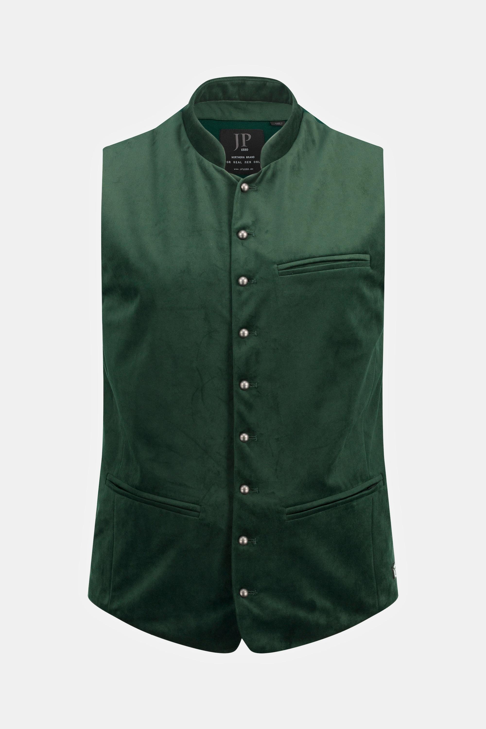 JP1880  Gilet in tradizionale stile Tracht con velluto, collo alto e retro in maglia, fino alla tg. 70 