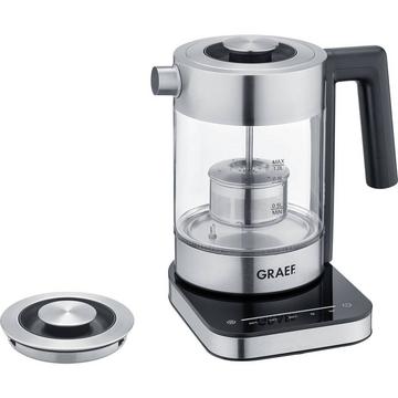 Graef WK350 bollitore elettrico 1 L 2000 W Nero, Stainless steel, Trasparente