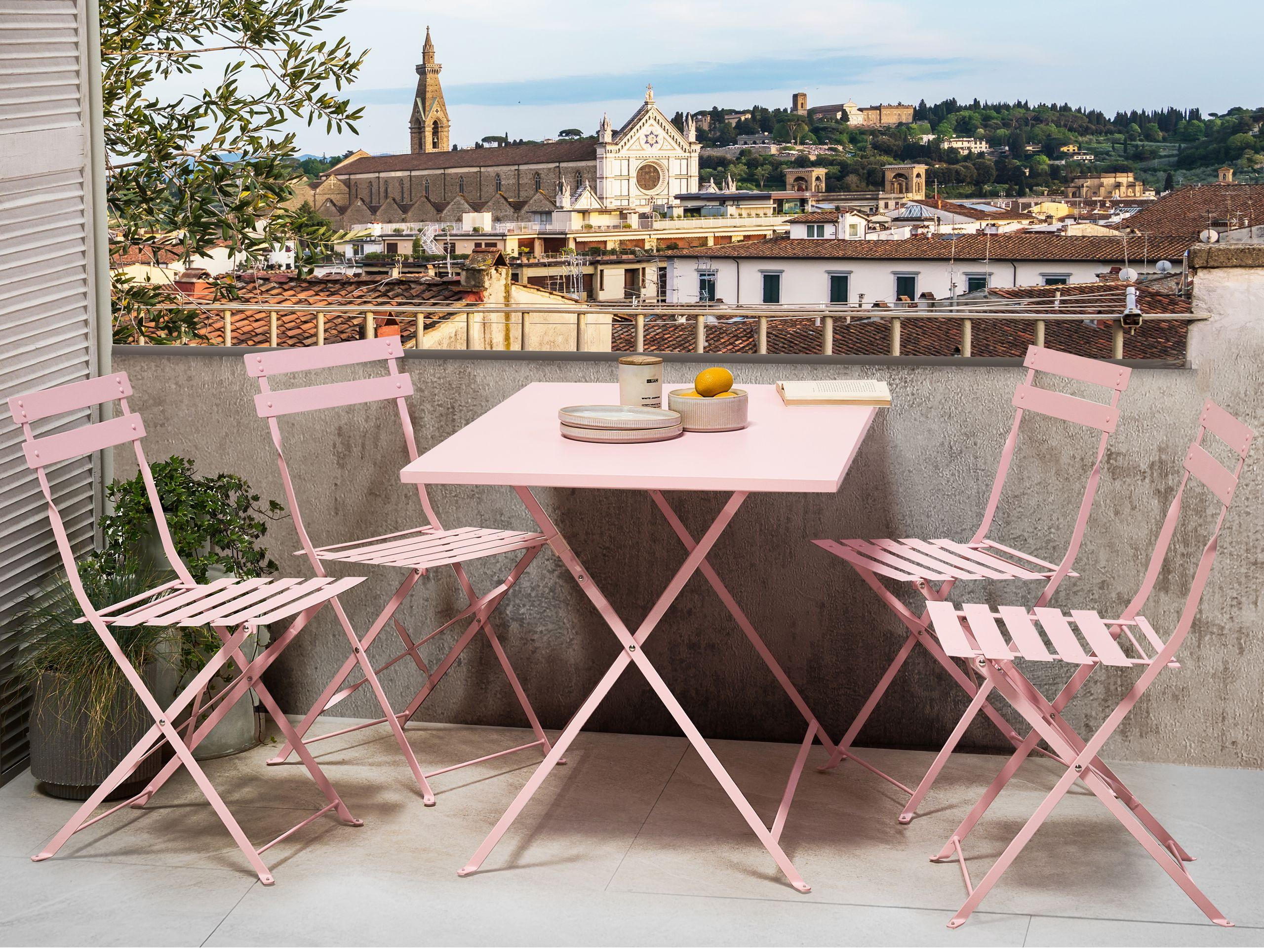 Beliani Ensemble de salle à manger de jardin pour 4 personnes en Acier Moderne FIORI  