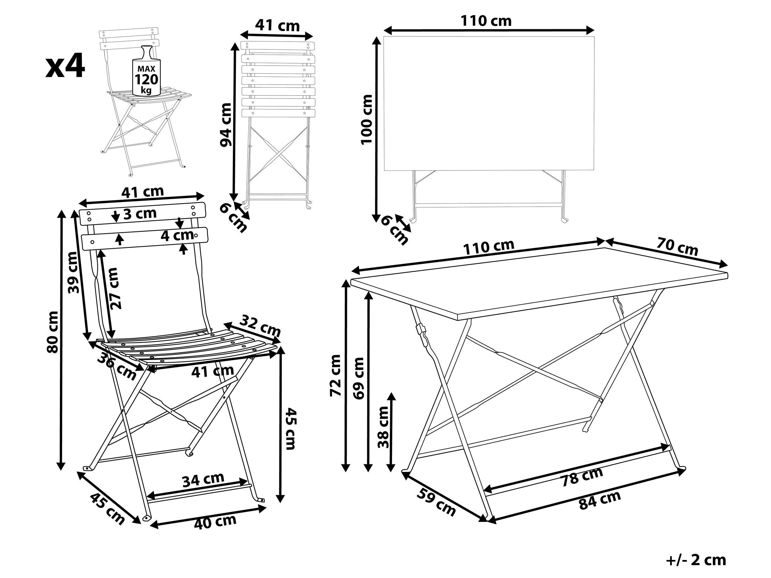 Beliani Ensemble de salle à manger de jardin pour 4 personnes en Acier Moderne FIORI  