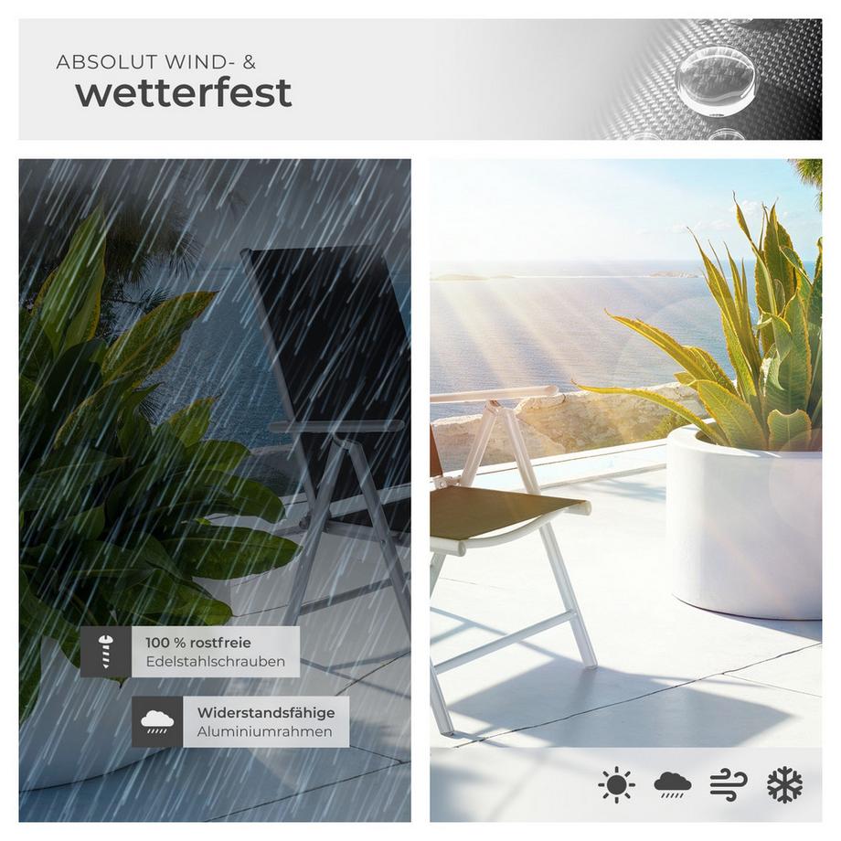 Tectake Aluminium Gartenstuhl Marilena klappbar wetterfest und UV-beständig  