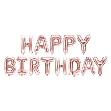 Palloncino foil decorazione compleanno Happy Birthday oro rosa 340 cm x 35 cm