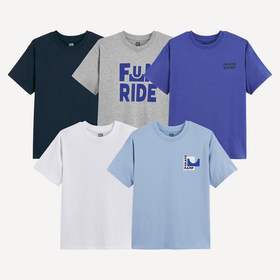 5er-Pack Rundhalsausschnitt T-Shirts mit kurzen Ärmeln