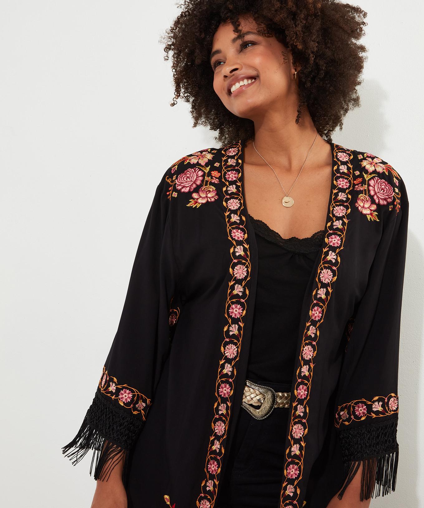 Joe Browns  Kimono Brodé Floral à Frange 