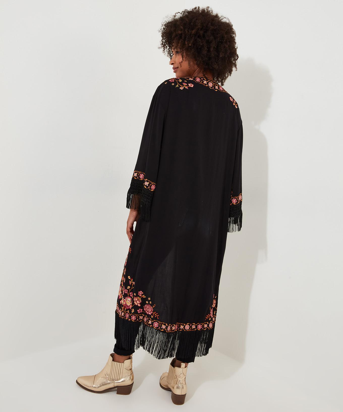 Joe Browns  Kimono mit Blumenstickerei und Fransen 