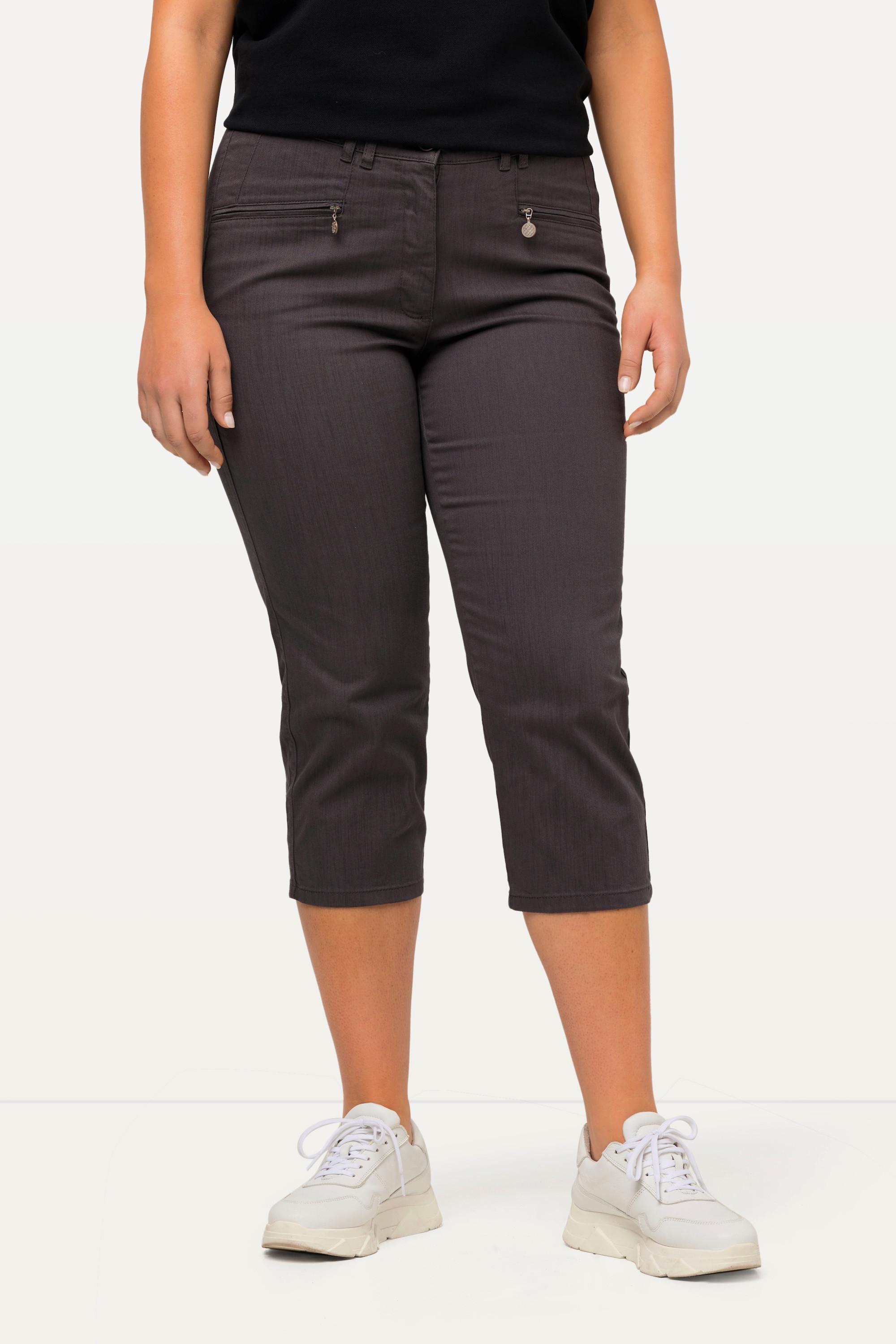 Ulla Popken  Pantalon Mony, longueur au mollet. Poches zippées et tissu stretch 