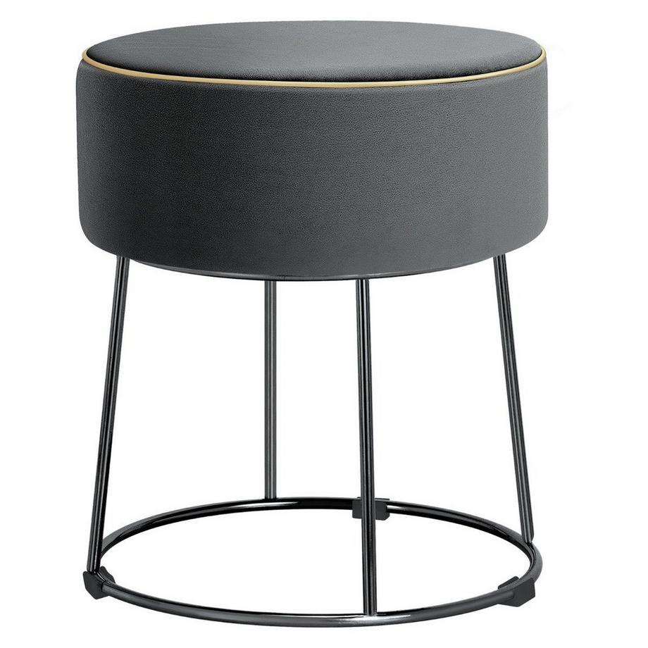 Northix Runder Sitzhocker Fußhocker aus Samt mit Metallbeinen Schminkhocker  