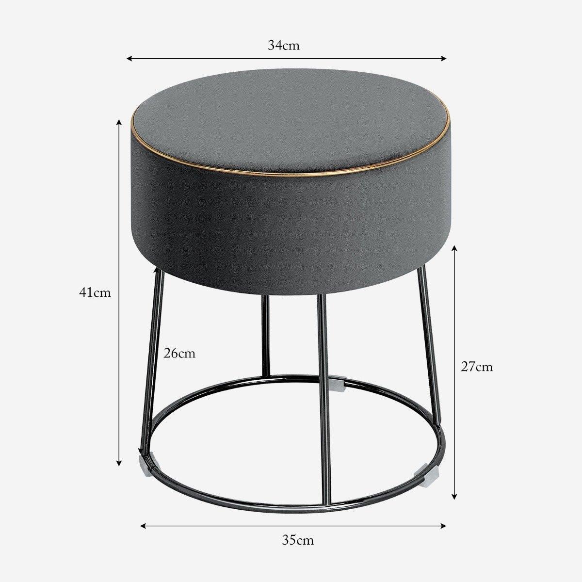 Northix Runder Sitzhocker Fußhocker aus Samt mit Metallbeinen Schminkhocker  