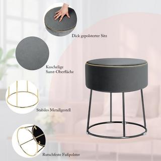 Northix Runder Sitzhocker Fußhocker aus Samt mit Metallbeinen Schminkhocker  