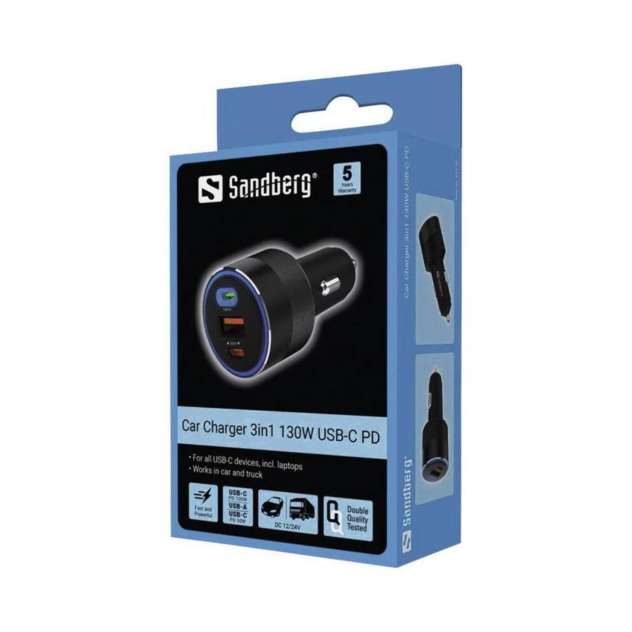 Sandberg  Sandberg Car Charger 3in1 130W USB-C PD 