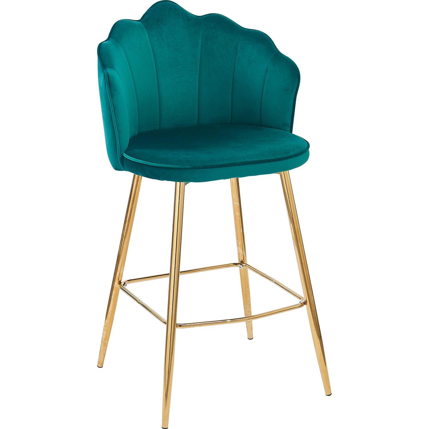 mutoni Tabouret de bar velours vert (lot de 2)  