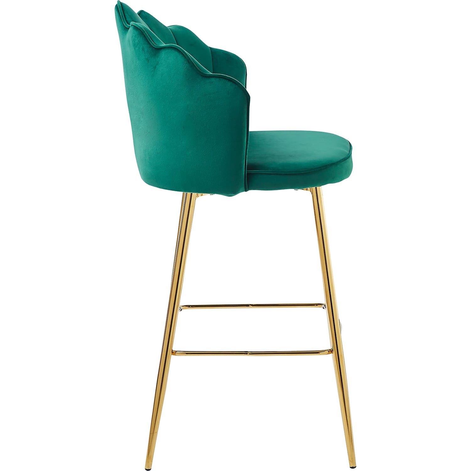 mutoni Tabouret de bar velours vert (lot de 2)  