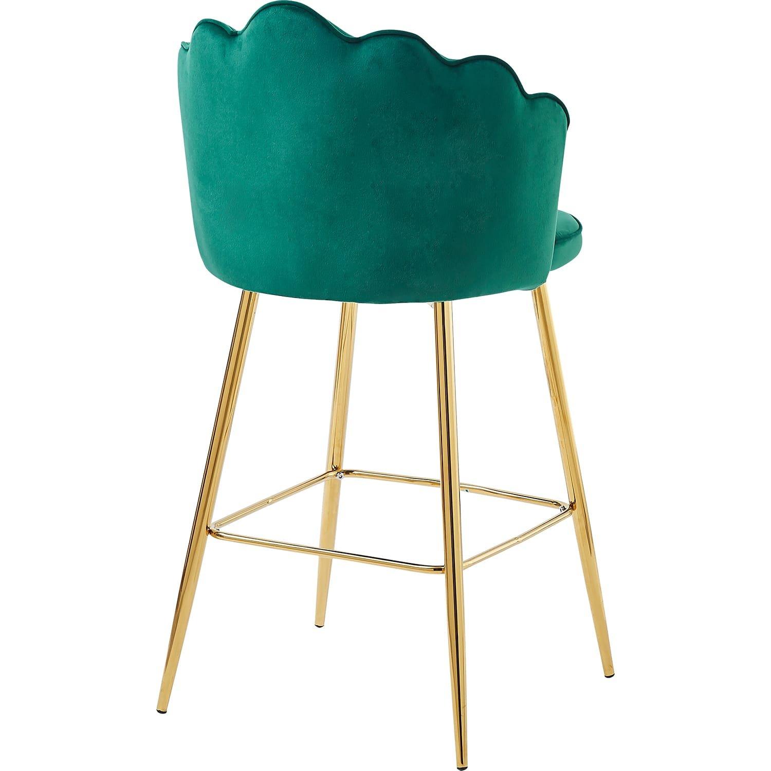 mutoni Tabouret de bar velours vert (lot de 2)  